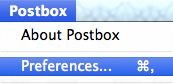 Postbox > Preferences... menu